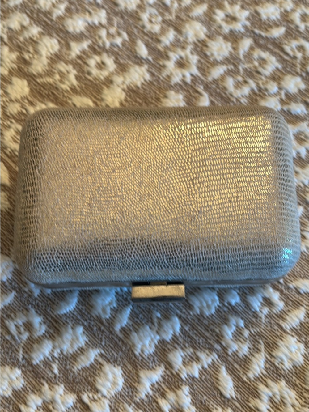 Metallic Textured Clutch Wallet in Shimmery Taupe